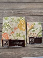 Vtg Bibb Double FITTED Bed Sheet MCM Retro Floral Butterfly NOS Pillow Case Set picture