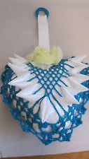 Vintage Crochet Heart Sachet Pin Cushion Turquoise White 7