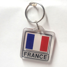 Vintage 90s Keychain National Flag Of France 2 Sided Key Ring 1990s Zipper Pull picture