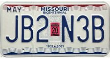 *BARGAIN BIN*  2020 Missouri 2021 Bicentennial License Plate #JB2 N3B picture