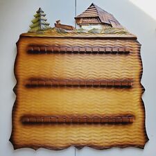 Vtg Wooden Rustic Oriental Souvenir Spoon Collector Wall Rack Display Holder. 45 picture