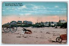 1919 Cottages Along The Beach View Wheel Boat Kids White Horse Beach MA Postcard picture