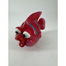 Coin Bank Vintage Composite Fish Kitsch Kissing Red Blue Big Lips 5” L x 3.25” W picture