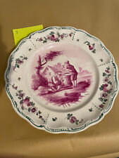 Rare, Antique 18th Century c. 1760 Tournai Purple Faience  Plate 10 in (#7) picture