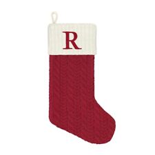 St. Nicholas Square Monogram Red Cable Knit Christmas Initial Stocking 