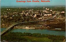 Omaha NE Nebraska Aerial View Missouri River Advertising Vintage Postcard picture