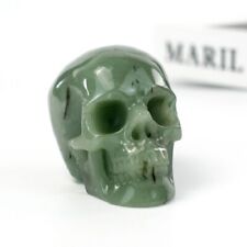 Green Aventurine Quartz Stone Realistic Skull Hand Carved Natural Crystal Statue picture