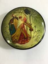 Vintage Russian Fedoskino Lacquer Painted Round Box - The Raven Knows (1001174) picture