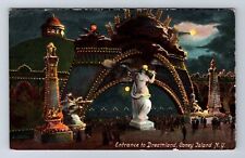 Coney Island NY-New York, Entrance To Dreamland Night, Vintage c1910 Postcard picture