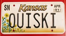 2001 KANSAS CAR TRUCK VANITY LICENSE PLATE FRENCH OUI SKI YES WE SKI SKIING SNOW picture