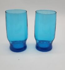 Vintage Capri Laser Blue Juice Glasses MCM Azure/ Turquoise Set Of 2 picture
