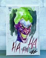 Original Sketch Of The Joker On Batman 100 Blank By Aaron Bartling With COA picture