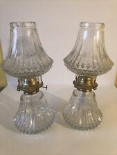 pair of antique clear glass kerosene lamps vintage. Made In Australia picture
