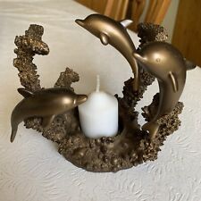 Partylite Dolphin Candle Holder/Wax Warmer Bronze Color Beach Decor RETIRED  picture