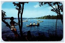 c1950's Diamond Lake Newport Washington WA, Canoeing Unposted Vintage Postcard picture