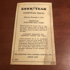 1931 GOODYEAR PUNCTURE SEAL TIRE TUBES Price List # ATPS-4 ~ VINTAGE ~ AUTHENTIC picture