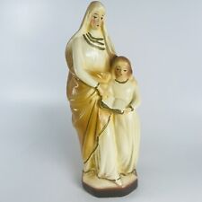 Vintage St Saint Anne with Young Mary Religious STATUE Chalkware Neutral Color picture