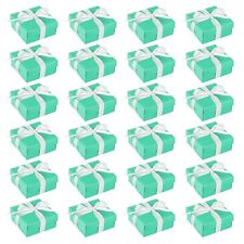 24 Pack Small Teal Gift Boxes with Lids and Ribbon for Presents 3.7x3.7x1.6 in picture