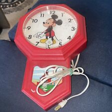 Vintage Walt Disney Mickey Mouse School House Red Wall Clock Welby by Elgin picture