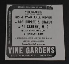 1945 Print Ad Chicago Vine Gardens Jimmy Pappas 614 W North Ave 4 Star Revue art picture