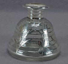 Early 20th Century Silver Overlay Violet Flowers Glass Perfume Bottle No Stopper picture