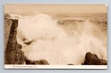 Rye Beach NH-New Hampshire RPPC, Rocks & Surf, Ocean Vintage c1936 Postcard picture