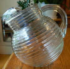 Vintage Ribbed Sided Small Clear Glass Tilt Pitcher - 6
