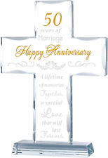 50Th Wedding Anniversary Religious Gifts for Parents, Laser Engraved Glass Stand picture