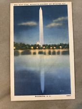 Vintage Night Scene of Washington Monument Washington D.C Post Card Linen picture