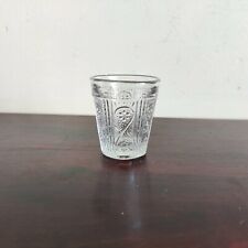 Vintage Clear Glass Tequila Shot Tumbler Floral Design Barware Collectible GT7 picture