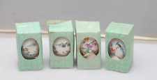 Vintage Set/4 Chinese hand-painted Easter eggs birds temple flowers w/stands picture
