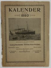 1893 German Kalendar Book Hamburg American Line Ships picture
