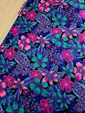Vintage 4-way Stretch Silky Polyester Fabric Hawaiian Floral 2 Yds X 60