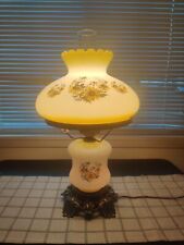 GWTW VINTAGE 3-WAY QUO1ZEL HAND PAINTED FROSTED GLASS FLORAL HURRICANE LAMP picture