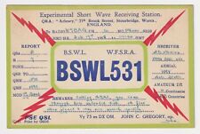 UK WORCESTERSHIRE QSL CARD STOURBRIDGE 1938 JOHN C. GREGORY, HAM RADIO OPERATOR. picture
