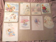 Lot of 9 Vintage Baby Bridal Shower & Thank you from Baby Shower Cards Used picture