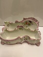 RS Prussia Porcelain Desktop Letter Holder White with Pink Edges and Flowers picture