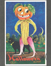 Halloween Pumpkin 1908 Corn Veggie International Art Pub Series IN3 Cat PostCard picture