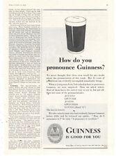 1935 Guinness Beer Print Ad: How Do You Pronounce 