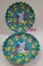Easter Plate Vintage  Molded Plastic Scalloped Tray Bunny Chicks Decorative Eggs picture