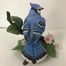 Vintage Lenox Female Bluejay Porcelain Hand Painted Figurine on Branch w Flowers picture