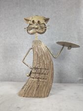 Metal and Wood Cat Serving Candle Holder picture