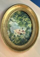 Vintage Italian Florentine Gilt Wood Oval Frame Fragonard’s The Swing picture