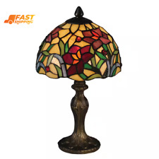 14 In. Antique Brass Accent Lamp with Hand Rolled Art Glass picture
