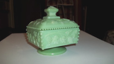 BEAUTIFUL Vintage Westmoreland Candy Dish Jadite Green Grape Panels picture