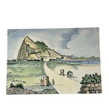 Vintage Road to Gibraltar Spain Illustrated Postcard u Topographical picture