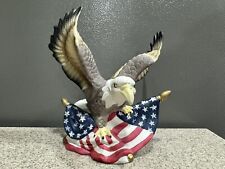 Patriotic American Bald Eagle USA Stars & Stripes Flag Ceramic Figurine in EUC picture