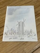 Vintage R.O. Blechman New York Windmill Print Postcard Twin Towers KG JD picture
