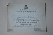 Queen Elizabeth II Invite Westminster Abbey Service Anniversary of Marriage 1972 picture