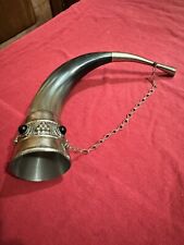 10” BEJEWELED VIKING DRINKING HORN WITH CARRYING CHAIN HORN CUP HORN MUG picture